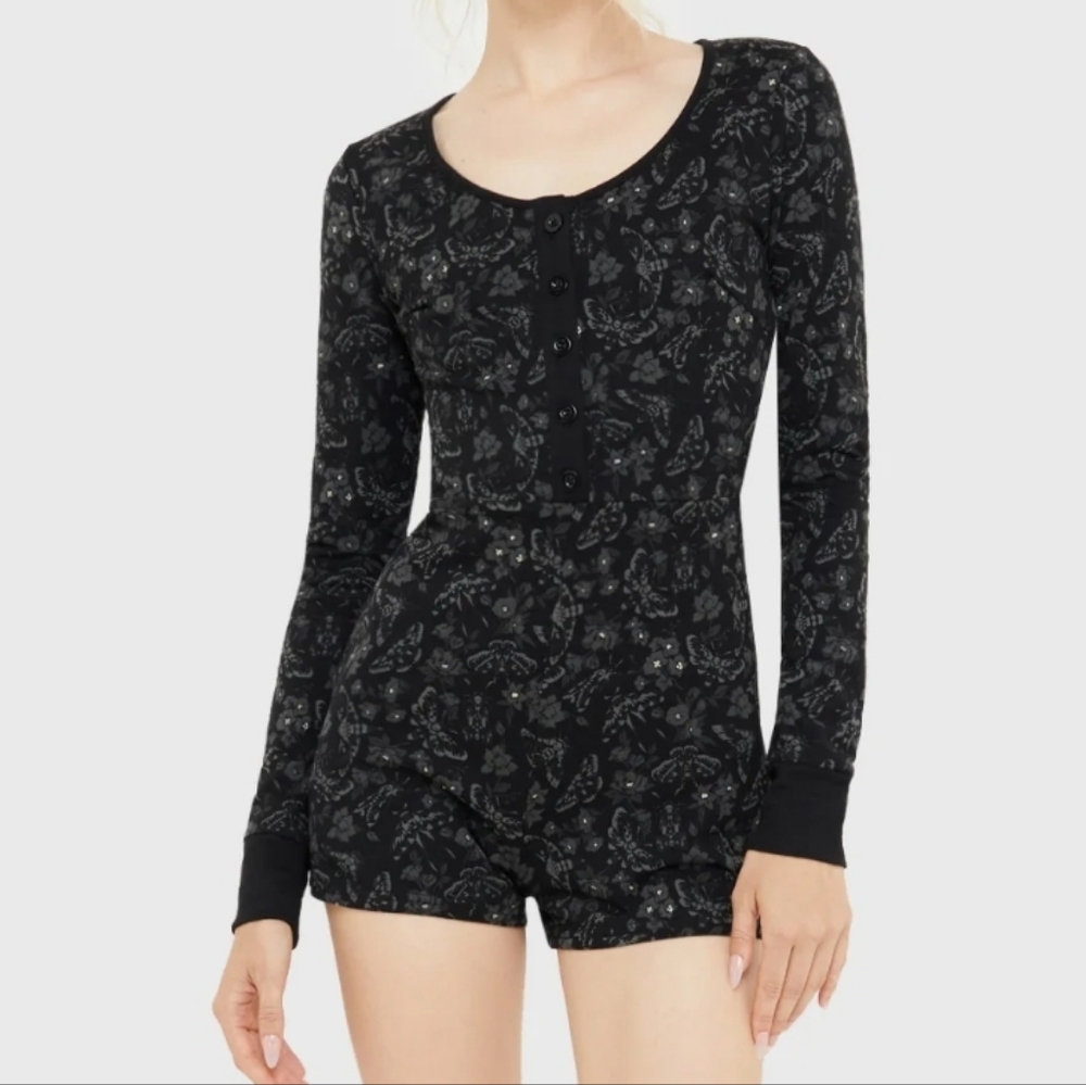 Killstar Black Patterned Women's Pajama Romper